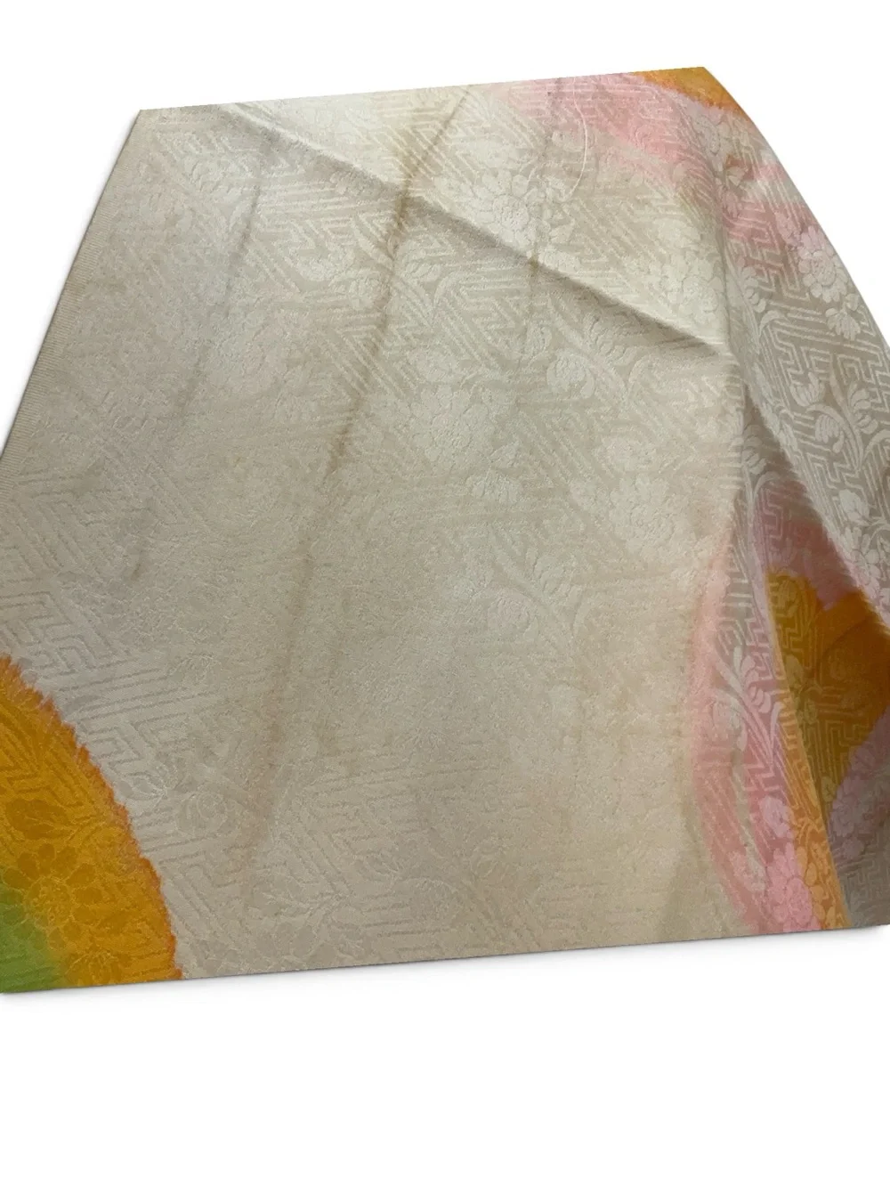 Vintage 100% Silk Scarf Japan Abstract Mod Jacquard Oblong Colorful